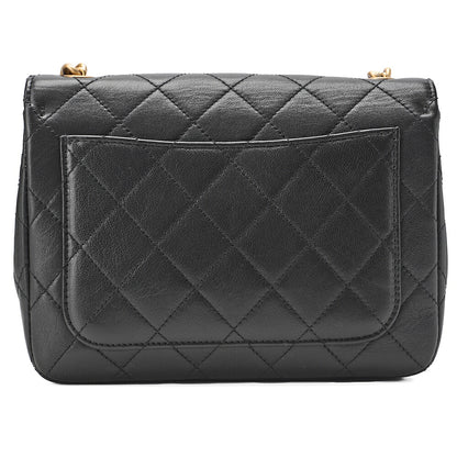 CHANEL Lambskin Matelasse Single Flap Chain Shoulder Black Gold-Tone Hardware, Pre-Owned