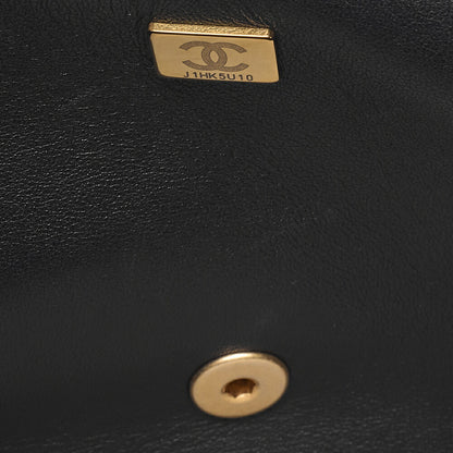 CHANEL Lambskin Matelasse Single Flap Chain Shoulder Black Gold-Tone Hardware, Pre-Owned