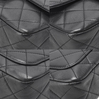 CHANEL Lambskin Matelasse Single Flap Chain Shoulder Black Gold-Tone Hardware, Pre-Owned
