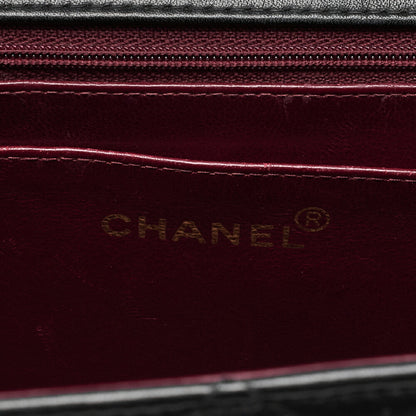 CHANEL Chain Shoulder Bag Deka Matelasse 34cm Single Flap Lambskin Black Gold-Tone Hardware, Pre-Owned