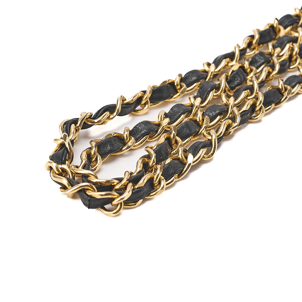 CHANEL Lambskin Mini Matelasse 18cm Single Flap Turn Lock Chain Shoulder Black Gold-Tone Hardware, Pre-Owned