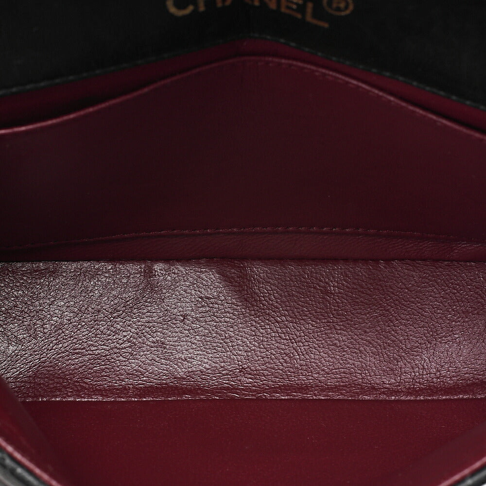 CHANEL Lambskin Mini Matelasse 18cm Single Flap Turn Lock Chain Shoulder Black Gold-Tone Hardware, Pre-Owned