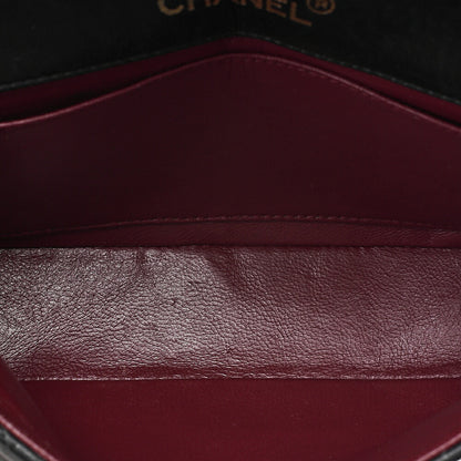 CHANEL Lambskin Mini Matelasse 18cm Single Flap Turn Lock Chain Shoulder Black Gold-Tone Hardware, Pre-Owned