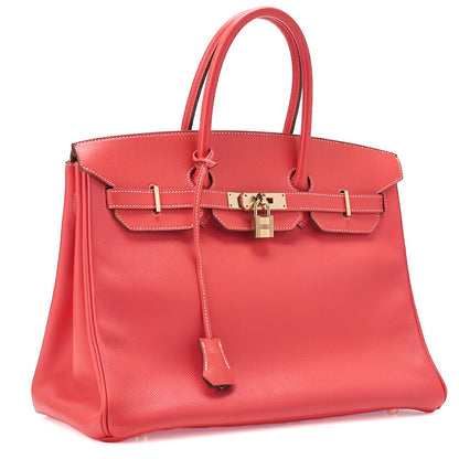Hermes Birkin 35 Handbag Epson Rose Jaipool x Gold Gold-Tone Hardware, Pre-Owned