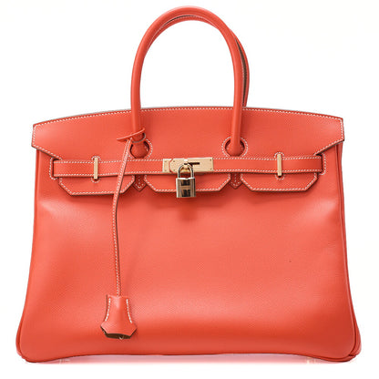 Hermes Birkin 35 Handbag Epson Rose Jaipool x Gold Gold-Tone Hardware, Pre-Owned