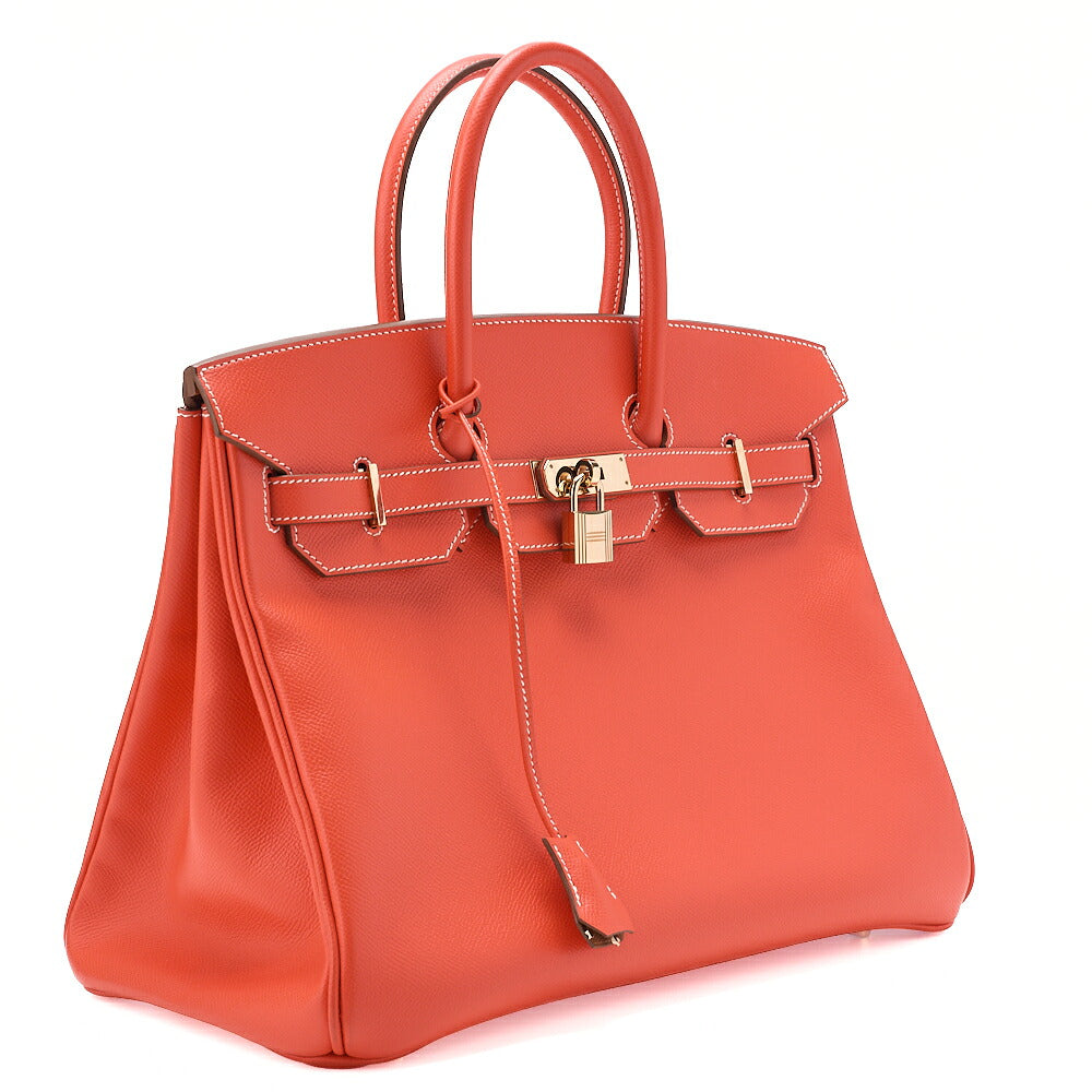 Hermes Birkin 35 Handbag Epson Rose Jaipool x Gold Gold-Tone Hardware, Pre-Owned