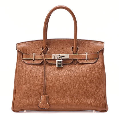 Hermes Birkin 30 Togo Handbag Gold Silver-Tone Hardware, Pre-Owned