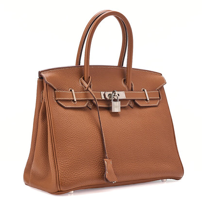 Hermes Birkin 30 Togo Handbag Gold Silver-Tone Hardware, Pre-Owned
