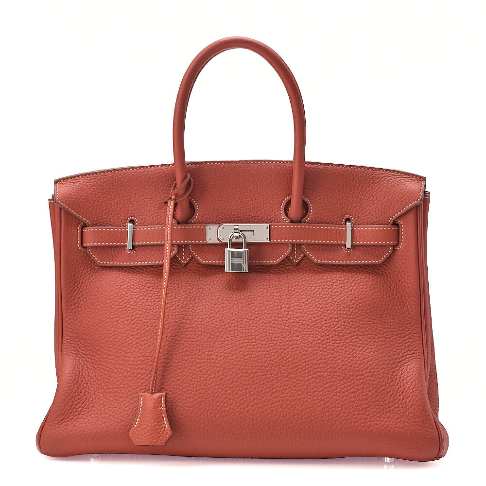 Hermes Hermes Birkin 35 Taurillon Clemence Handbag Sanguine Silver-Tone Hardware, Pre-Owned