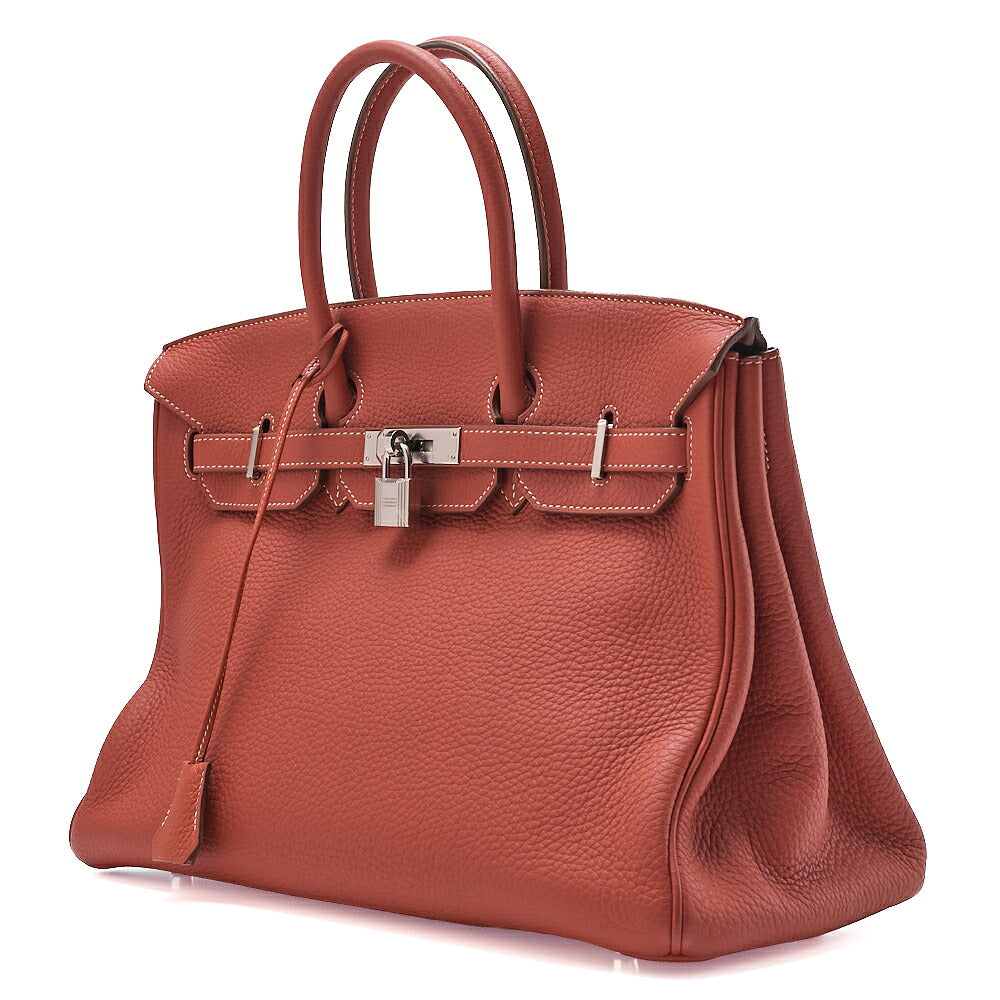 Hermes Hermes Birkin 35 Taurillon Clemence Handbag Sanguine Silver-Tone Hardware, Pre-Owned