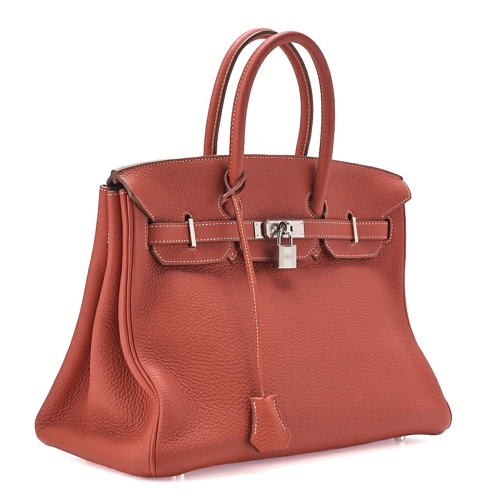 Hermes Hermes Birkin 35 Taurillon Clemence Handbag Sanguine Silver-Tone Hardware, Pre-Owned