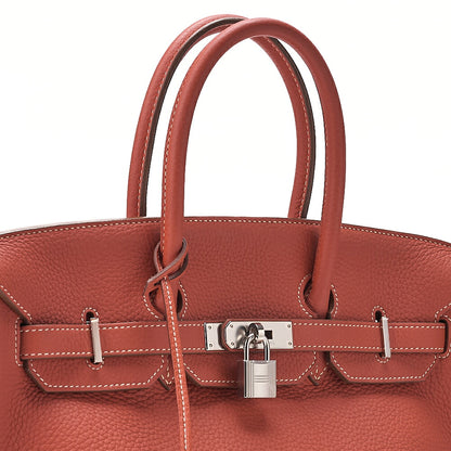 Hermes Hermes Birkin 35 Taurillon Clemence Handbag Sanguine Silver-Tone Hardware, Pre-Owned