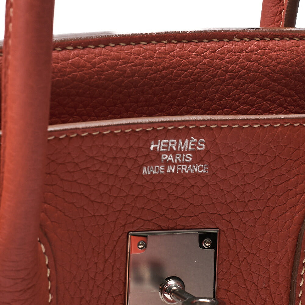 Hermes Hermes Birkin 35 Taurillon Clemence Handbag Sanguine Silver-Tone Hardware, Pre-Owned