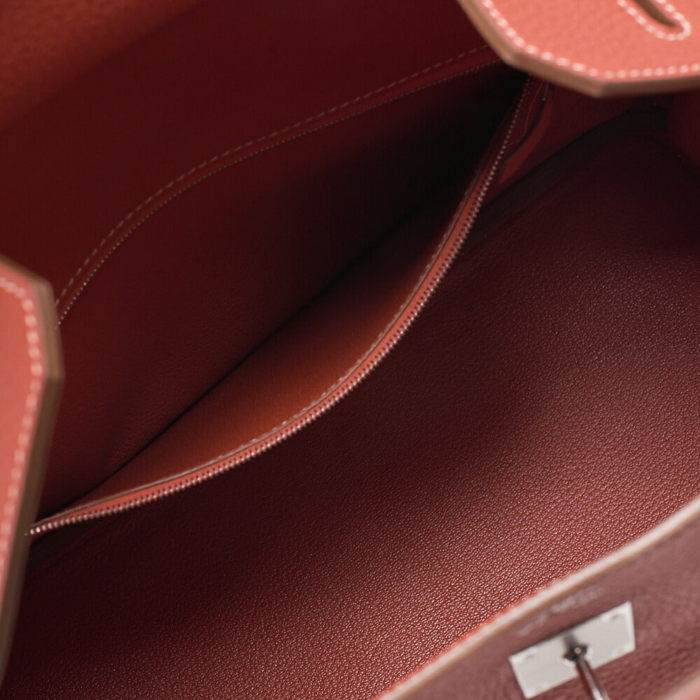 Hermes Hermes Birkin 35 Taurillon Clemence Handbag Sanguine Silver-Tone Hardware, Pre-Owned