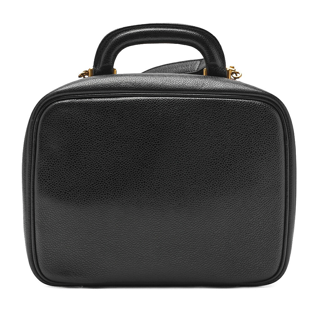 CHANEL Shoulder Bag Coco Mark Vanity 2-way Caviar Skin Black Gold-Tone Hardware, Pre-Owned