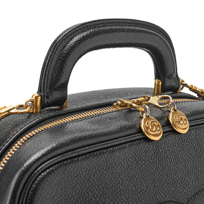 CHANEL Shoulder Bag Coco Mark Vanity 2-way Caviar Skin Black Gold-Tone Hardware, Pre-Owned