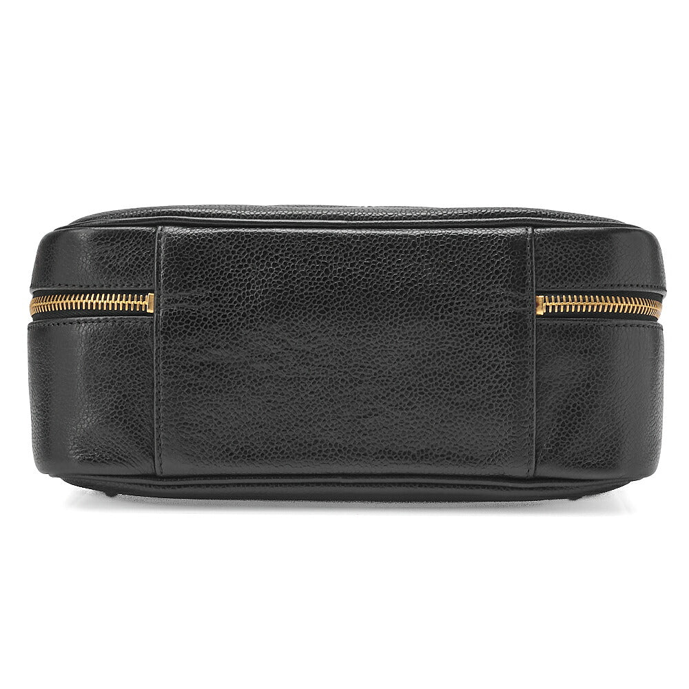 CHANEL Shoulder Bag Coco Mark Vanity 2-way Caviar Skin Black Gold-Tone Hardware, Pre-Owned