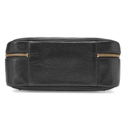 CHANEL Shoulder Bag Coco Mark Vanity 2-way Caviar Skin Black Gold-Tone Hardware, Pre-Owned