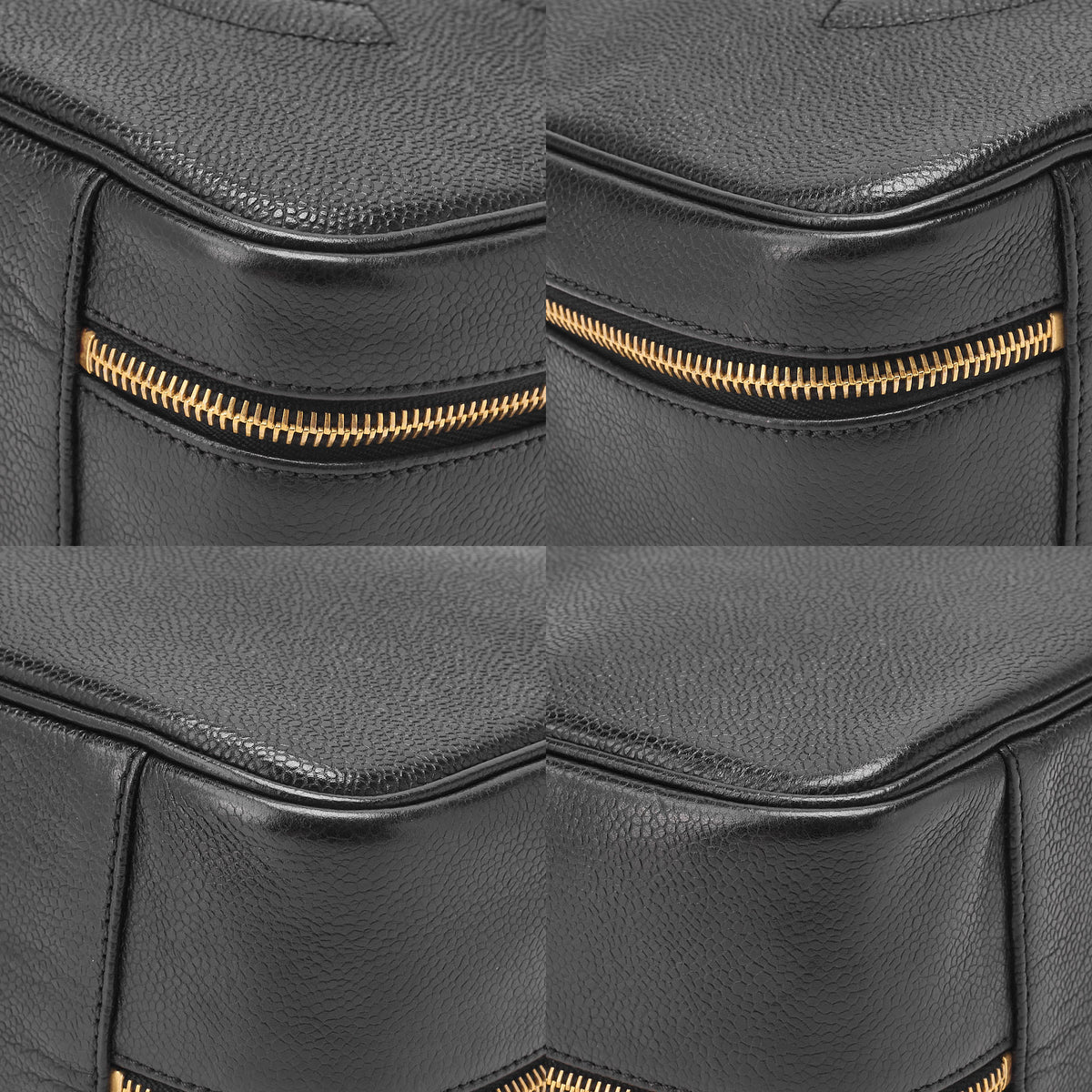 CHANEL Shoulder Bag Coco Mark Vanity 2-way Caviar Skin Black Gold-Tone Hardware, Pre-Owned