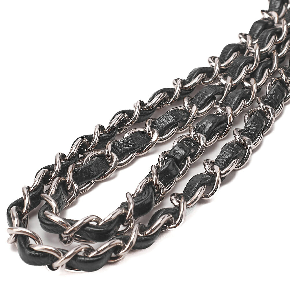 CHANEL Caviar Skin Matelasse Double Flap 25cm Chain Shoulder Black Silver-Tone Hardware, Pre-Owned