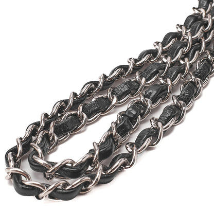 CHANEL Caviar Skin Matelasse Double Flap 25cm Chain Shoulder Black Silver-Tone Hardware, Pre-Owned