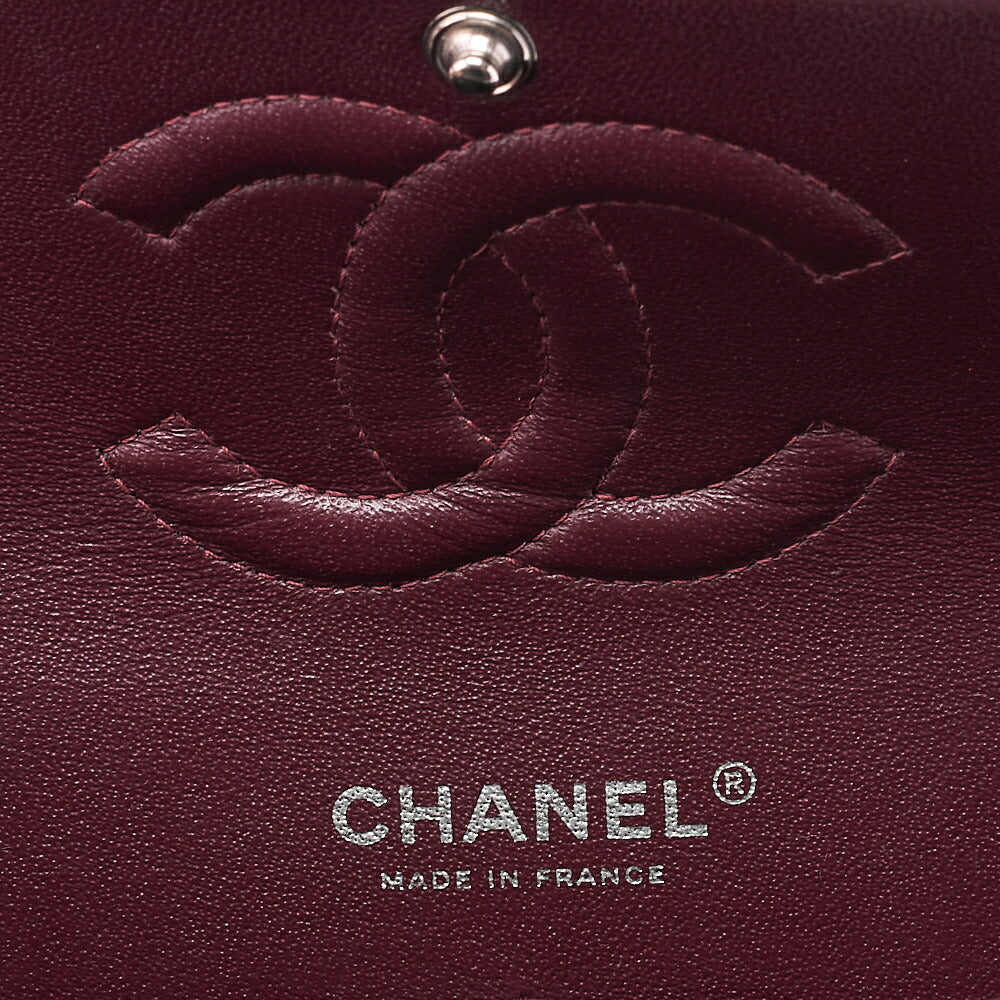 CHANEL Caviar Skin Matelasse Double Flap 25cm Chain Shoulder Black Silver-Tone Hardware, Pre-Owned