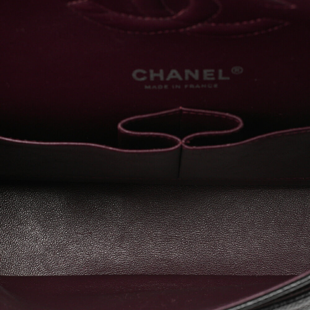 CHANEL Caviar Skin Matelasse Double Flap 25cm Chain Shoulder Black Silver-Tone Hardware, Pre-Owned