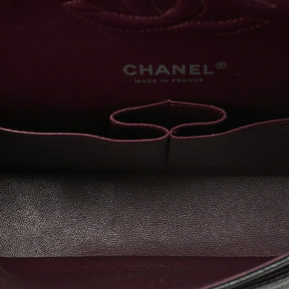 CHANEL Caviar Skin Matelasse Double Flap 25cm Chain Shoulder Black Silver-Tone Hardware, Pre-Owned