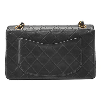 CHANEL Matelasse Double Flap 23cm Chain Shoulder Lambskin Black Gold-Tone Hardware, Pre-Owned