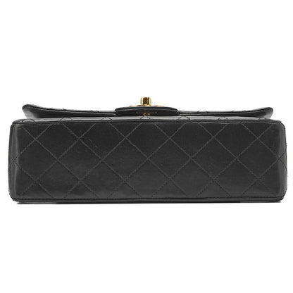 CHANEL Matelasse Double Flap 23cm Chain Shoulder Lambskin Black Gold-Tone Hardware, Pre-Owned