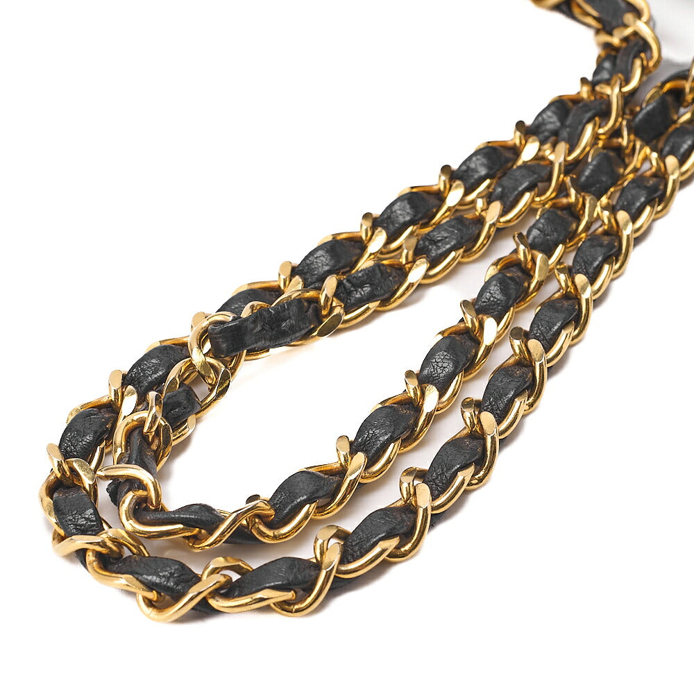 CHANEL Matelasse Double Flap 23cm Chain Shoulder Lambskin Black Gold-Tone Hardware, Pre-Owned