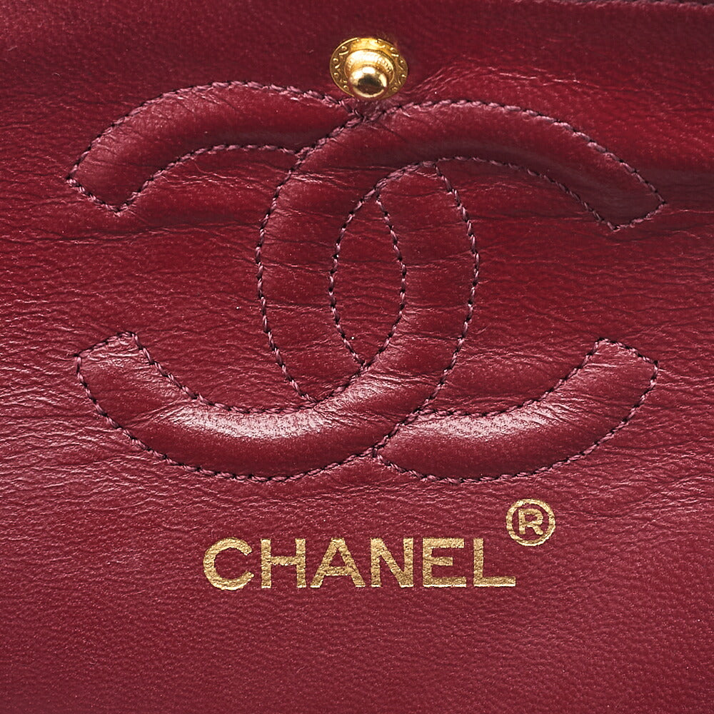 CHANEL Matelasse Double Flap 23cm Chain Shoulder Lambskin Black Gold-Tone Hardware, Pre-Owned