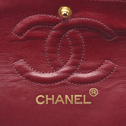 CHANEL Matelasse Double Flap 23cm Chain Shoulder Lambskin Black Gold-Tone Hardware, Pre-Owned