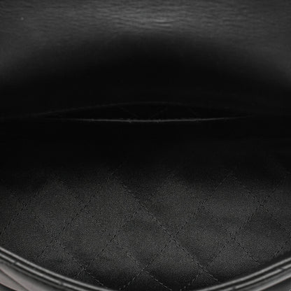 CHANEL Lambskin Mini Matelasse Single Flap 2-Way Chain Shoulder Black Gold-Tone Hardware, Pre-Owned