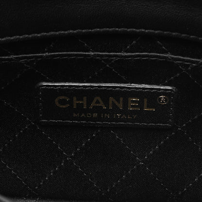 CHANEL Lambskin Mini Matelasse Single Flap 2-Way Chain Shoulder Black Gold-Tone Hardware, Pre-Owned
