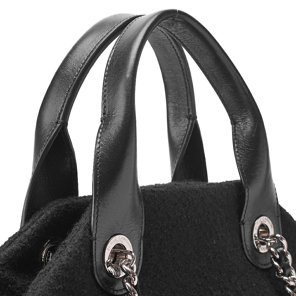 CHANEL Matelasse Wool x Calfskin 2-Way Handbag Black x Red Silver-Tone Hardware, Pre-Owned
