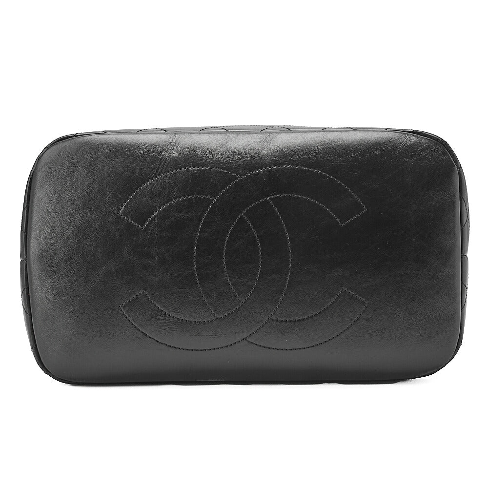 CHANEL Matelasse Wool x Calfskin 2-Way Handbag Black x Red Silver-Tone Hardware, Pre-Owned