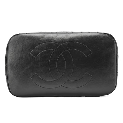 CHANEL Matelasse Wool x Calfskin 2-Way Handbag Black x Red Silver-Tone Hardware, Pre-Owned