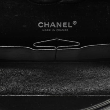 CHANEL Caviar Skin Matelasse Double Flap 25cm Chain Shoulder Black Silver-Tone Hardware, Pre-Owned