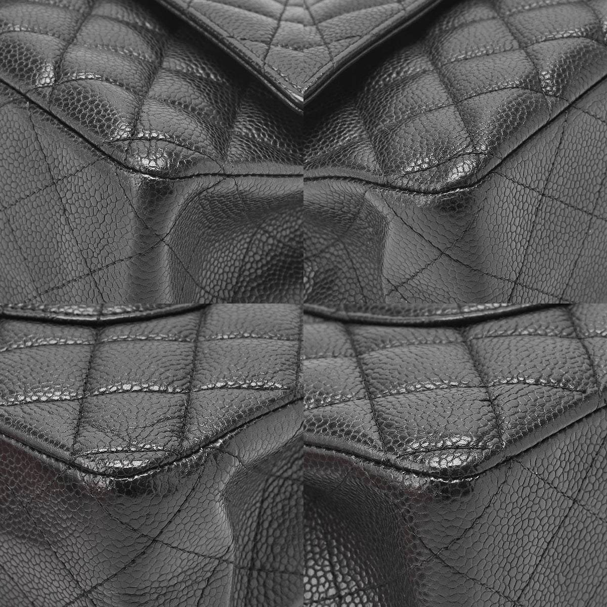 CHANEL Caviar Skin Matelasse Double Flap 25cm Chain Shoulder Black Silver-Tone Hardware, Pre-Owned
