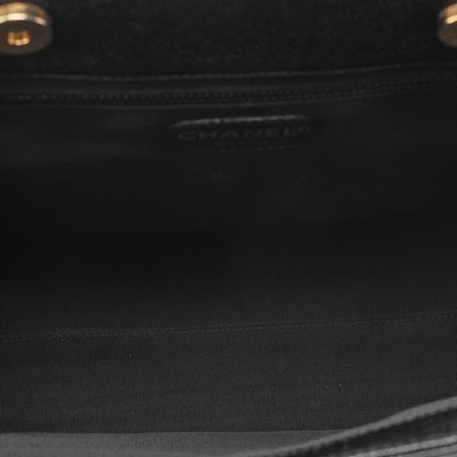 CHANEL Tote Bag Logo Mark Caviar Skin Black Gold-Tone Hardware, Pre-Owned
