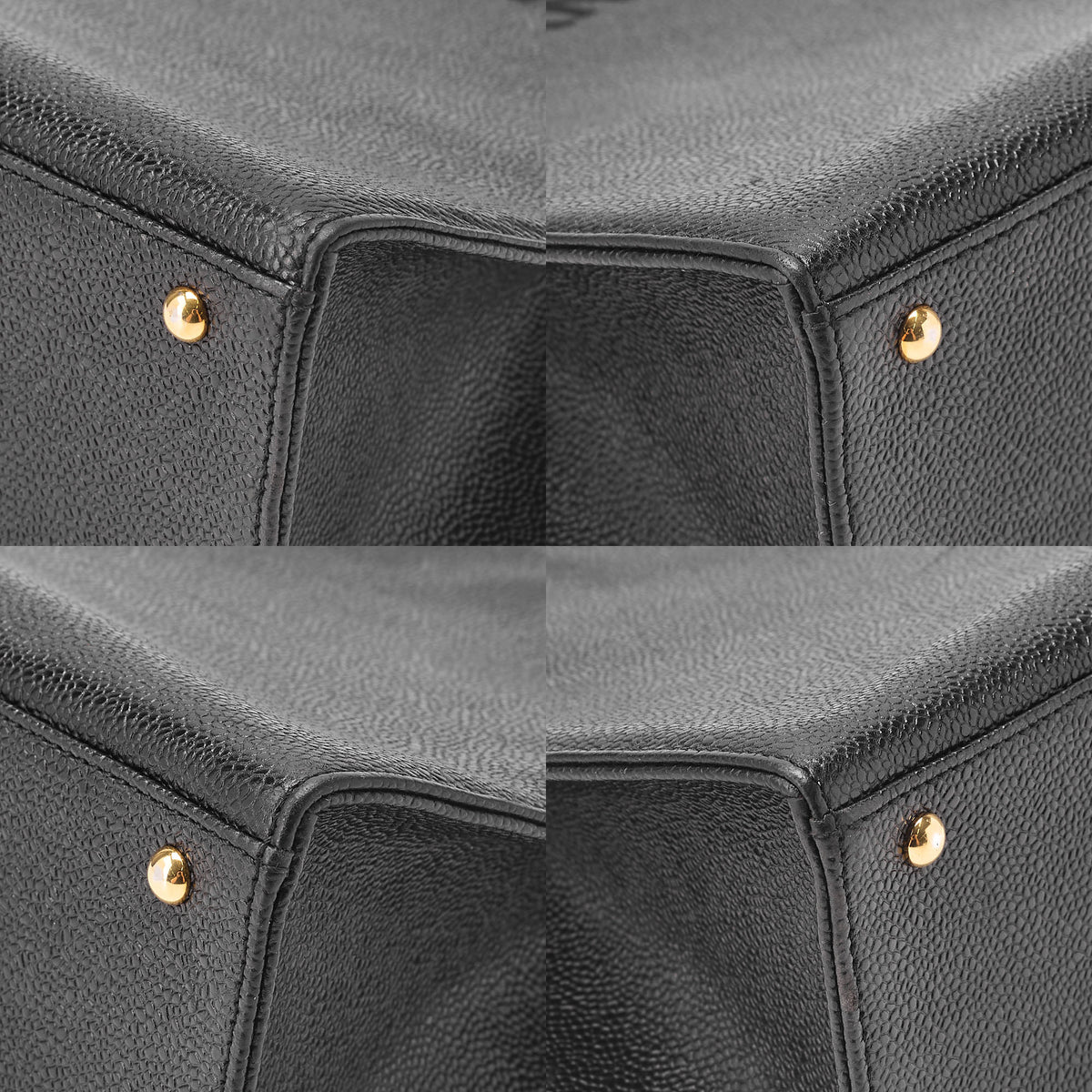CHANEL Tote Bag Logo Mark Caviar Skin Black Gold-Tone Hardware, Pre-Owned