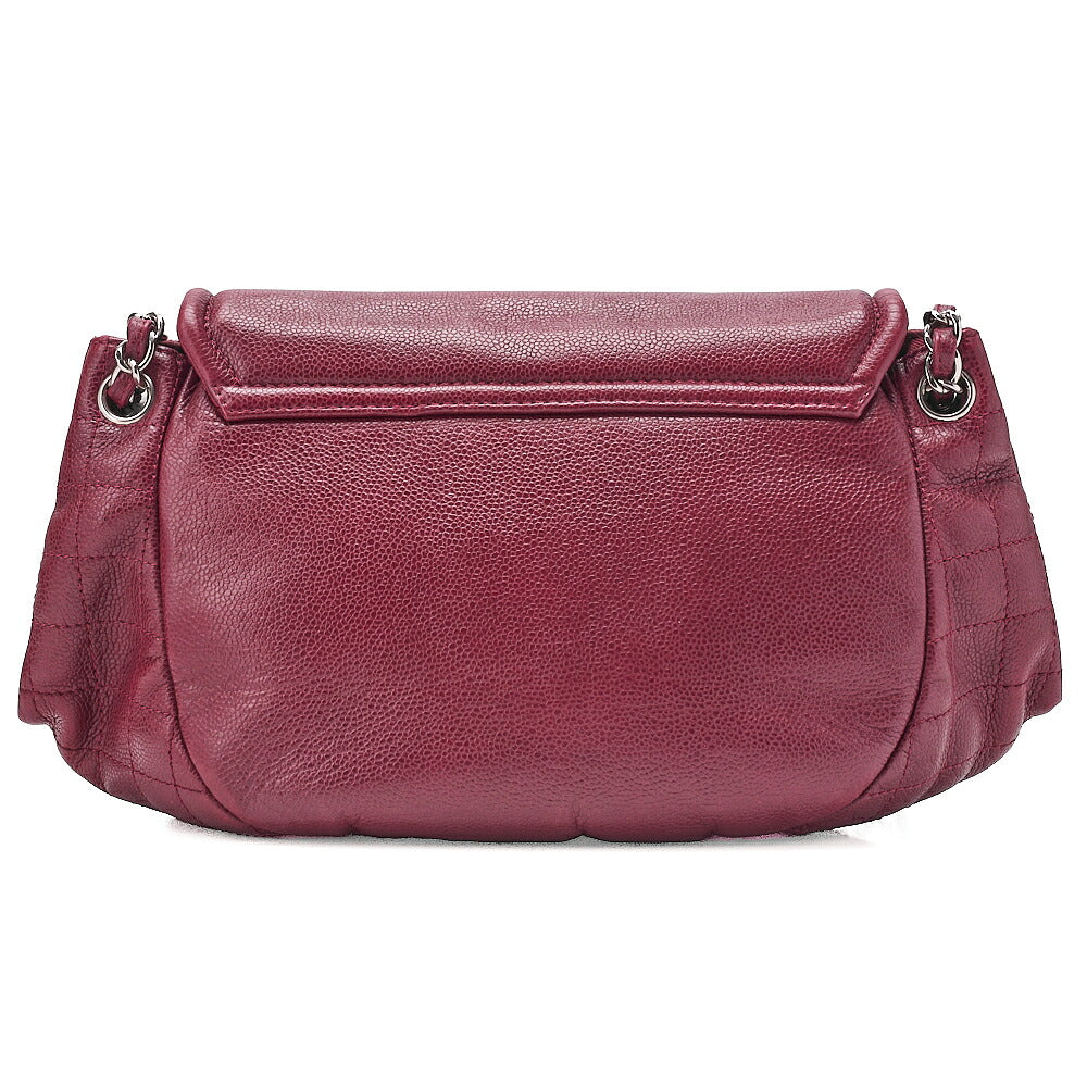 CHANEL Chanel Caviar Skin Coco Mark Half Moon Chain Shoulder Bordeaux Silver-Tone Hardware, Pre-Owned