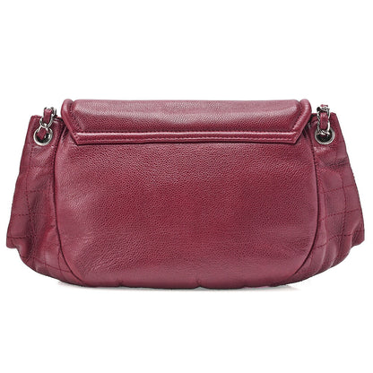 CHANEL Chanel Caviar Skin Coco Mark Half Moon Chain Shoulder Bordeaux Silver-Tone Hardware, Pre-Owned