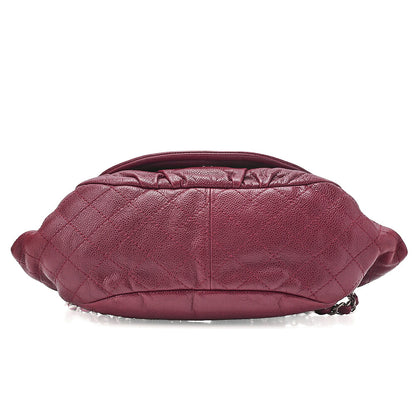 CHANEL Chanel Caviar Skin Coco Mark Half Moon Chain Shoulder Bordeaux Silver-Tone Hardware, Pre-Owned
