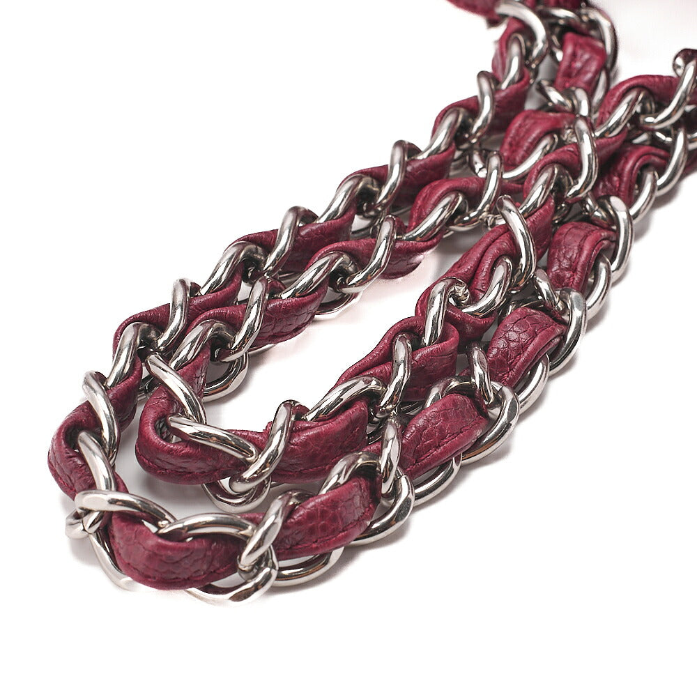 CHANEL Chanel Caviar Skin Coco Mark Half Moon Chain Shoulder Bordeaux Silver-Tone Hardware, Pre-Owned