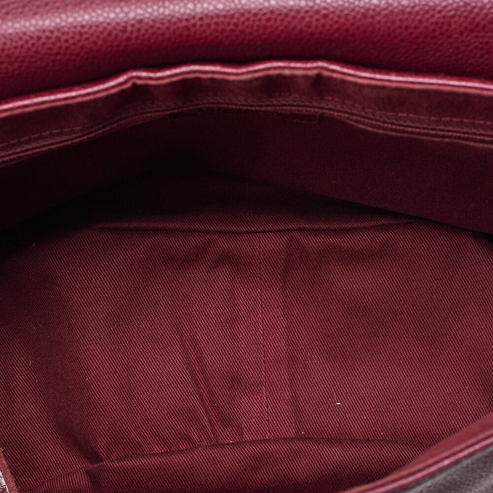 CHANEL Chanel Caviar Skin Coco Mark Half Moon Chain Shoulder Bordeaux Silver-Tone Hardware, Pre-Owned