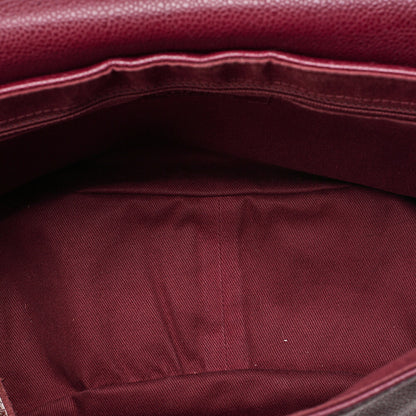 CHANEL Chanel Caviar Skin Coco Mark Half Moon Chain Shoulder Bordeaux Silver-Tone Hardware, Pre-Owned