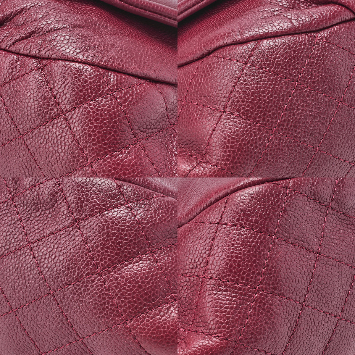CHANEL Chanel Caviar Skin Coco Mark Half Moon Chain Shoulder Bordeaux Silver-Tone Hardware, Pre-Owned