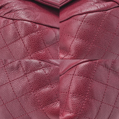 CHANEL Chanel Caviar Skin Coco Mark Half Moon Chain Shoulder Bordeaux Silver-Tone Hardware, Pre-Owned